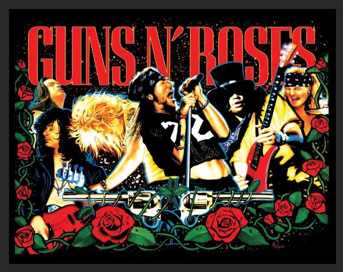 Gun's N' Roses - Translite de flipper